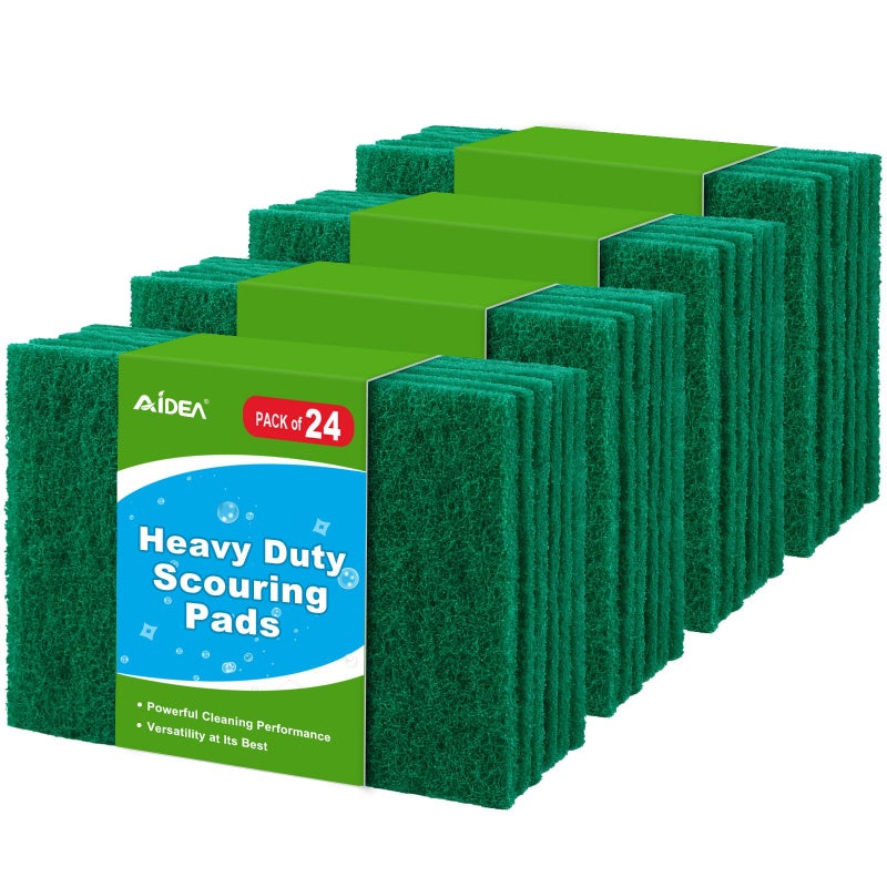 AIDEA Heavy Duty Scouring Pads  Dish Scrubber Pads for Household and Kitchen  Multipurpose Scour Pads for Cleaning  24 Pack  5.5in*3.5in - Image 1